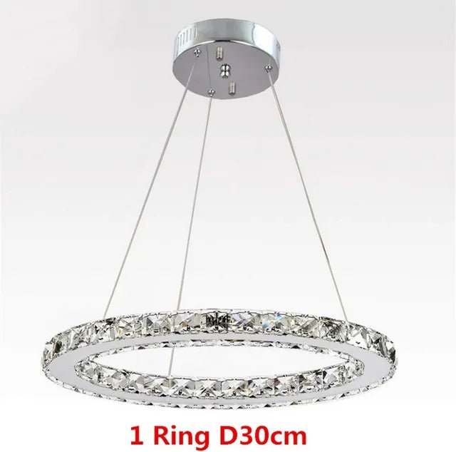Lustre Célesta Circle | Lustre salon avec Cristaux K9 et acier Inoxydable pour ambiance épurée - LUSTRINA