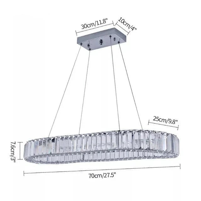 Lustre Célesta Circle | Lustre salon avec Cristaux K9 et acier Inoxydable pour ambiance épurée - LUSTRINA