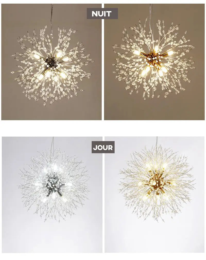 Lustre Dandelion | Luminaire suspendu doré ou argenté - LUSTRINA