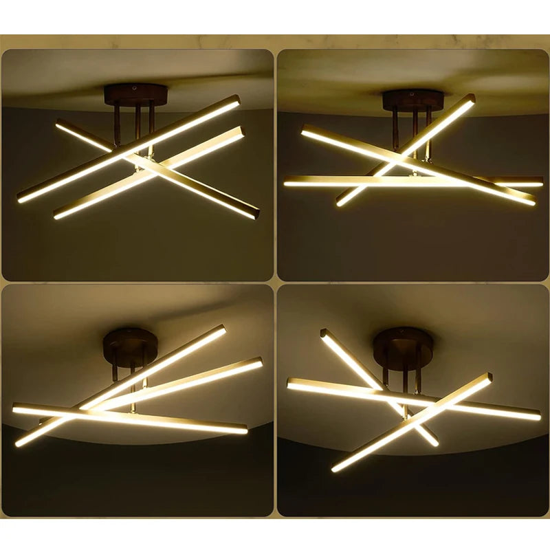 Luminova Zina | Lustre Noir ou Doré Led avec design épuré - LUSTRINA