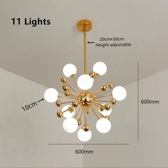 Lustre Cuisine Moderne Sputnik | Lustre doré Led premium sophistiquée - LUSTRINA