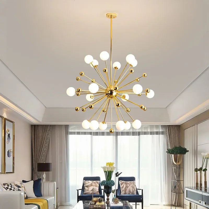 Lustre Cuisine Moderne Sputnik | Lustre doré Led premium sophistiquée - LUSTRINA