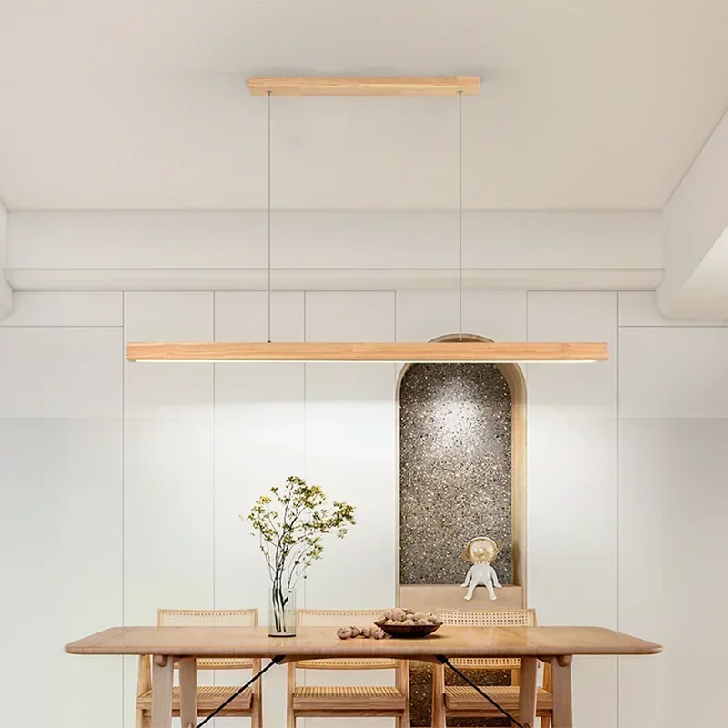 Lustre Horizon Épuré en Bois | Luminaire contemporain en Bois, Éclairage LED Ajustable pour Salon et Cuisine - LUSTRINA