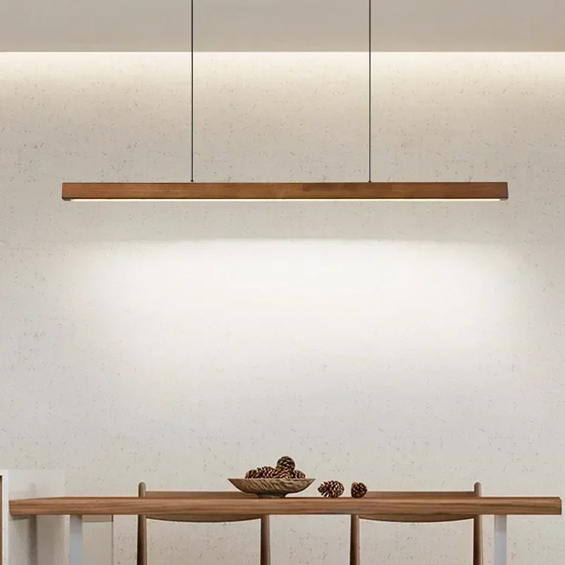 Lustre Horizon Épuré en Bois | Luminaire contemporain en Bois, Éclairage LED Ajustable pour Salon et Cuisine - LUSTRINA