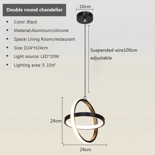 Orbitale LED | Suspension chic Noir ou Blanc - LUSTRINA
