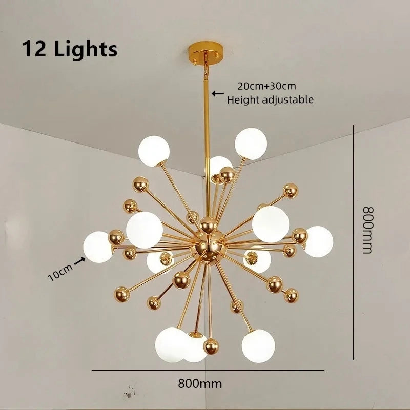Lustre Cuisine Moderne Sputnik | Lustre doré Led premium sophistiquée - LUSTRINA