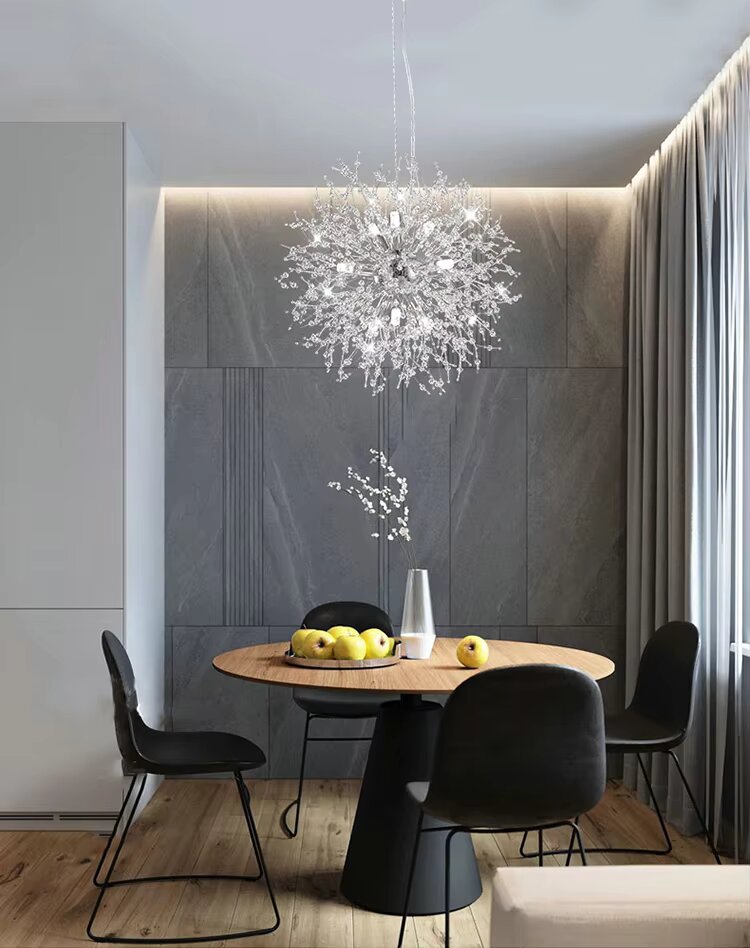 Lustre Dandelion | Luminaire suspendu doré ou argenté pour un éclairage de 10 à 15 m² - LUSTRINA