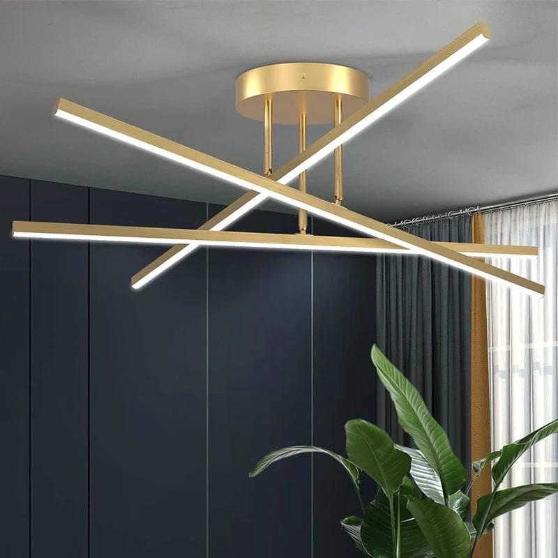 Luminova Zina | Lustre Noir ou Doré Led avec design épuré - LUSTRINA
