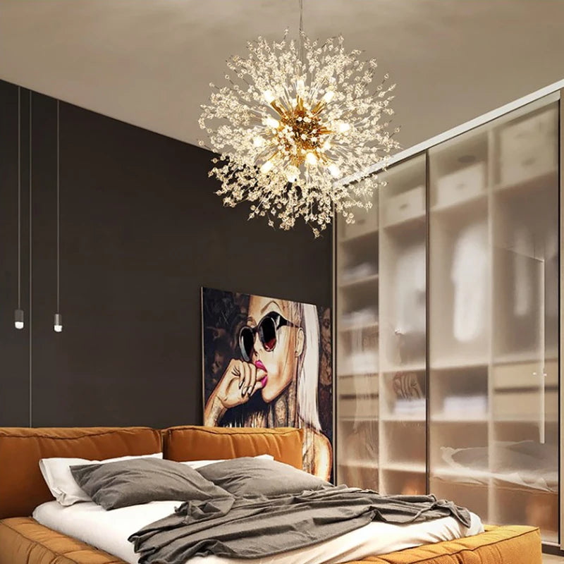 Lustre Dandelion | Luminaire suspendu doré ou argenté pour un éclairage de 10 à 15 m² - LUSTRINA