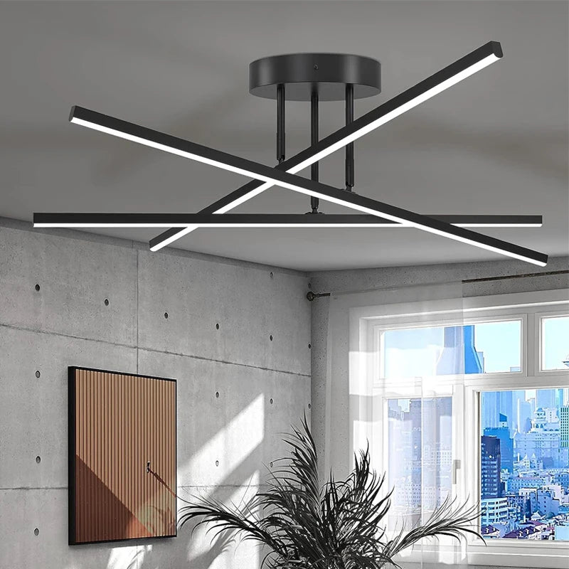 Luminova Zina | Lustre Noir ou Doré Led avec design épuré - LUSTRINA