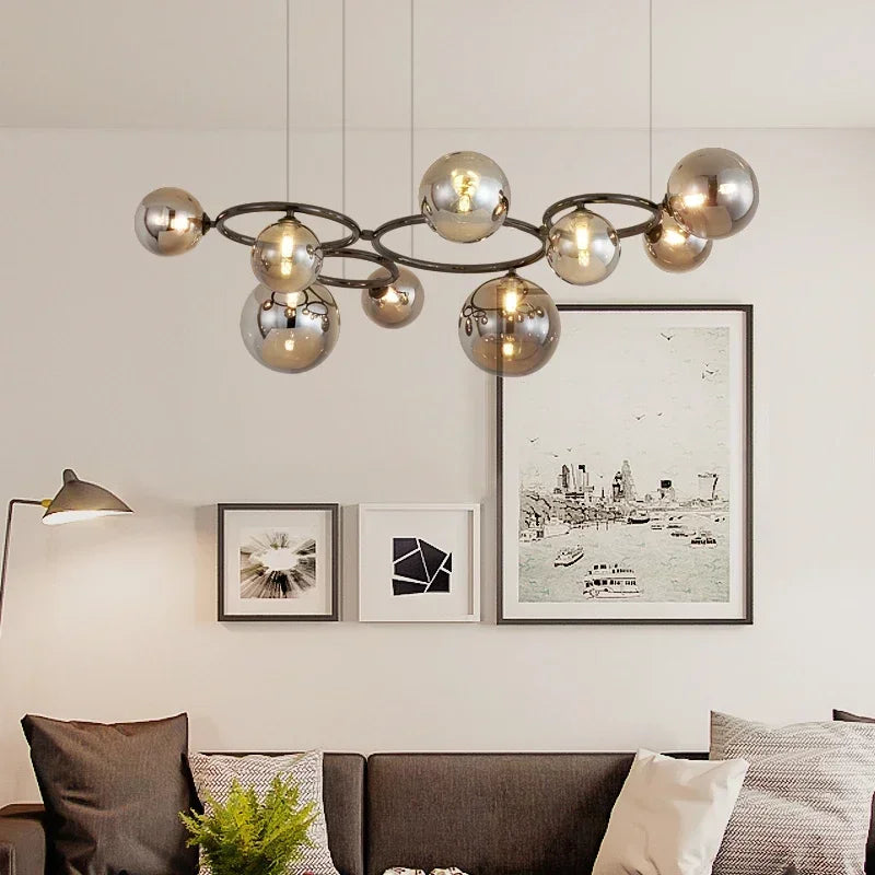 Lustre Magic Beans | Lustre Tendance en Verre Fumé pour Salon, Salle à Manger et Chambre - LUSTRINA