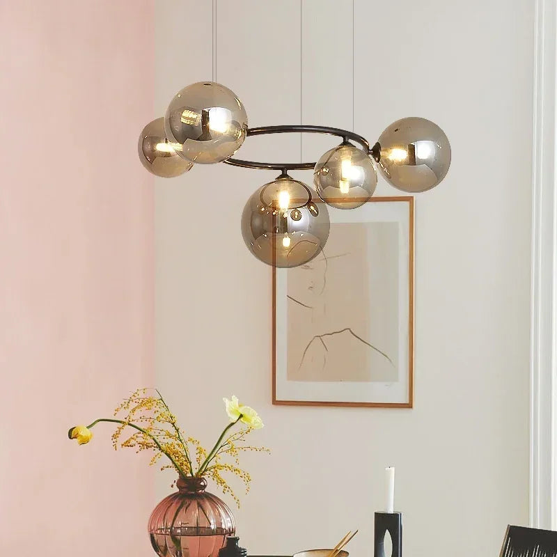 Lustre Magic Beans | Lustre Tendance en Verre Fumé pour Salon, Salle à Manger et Chambre - LUSTRINA