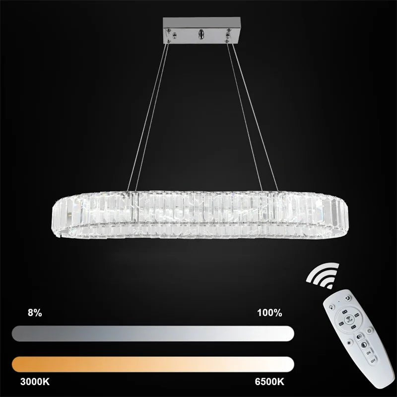 Lustre Célesta Circle | Lustre salon avec Cristaux K9 et acier Inoxydable pour ambiance épurée - LUSTRINA