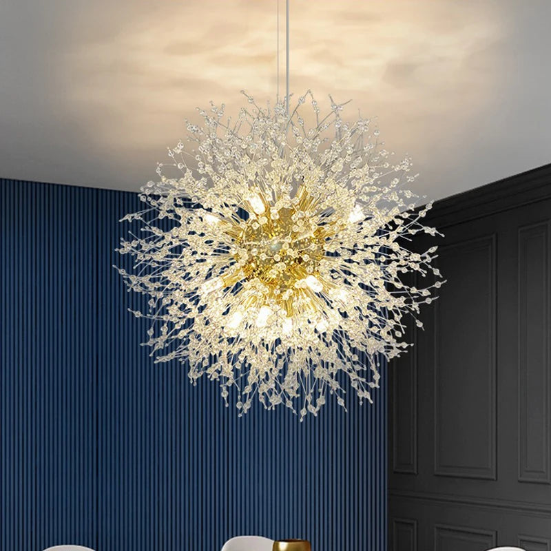 Lustre Dandelion | Luminaire suspendu doré ou argenté pour un éclairage de 10 à 15 m² - LUSTRINA