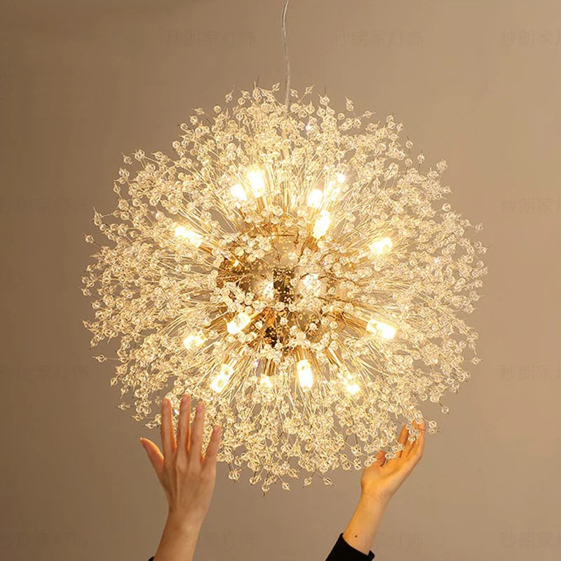 Lustre Dandelion | Luminaire suspendu doré ou argenté pour un éclairage de 10 à 15 m² - LUSTRINA