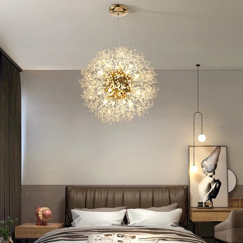 Lustre Dandelion | Luminaire suspendu doré ou argenté pour un éclairage de 10 à 15 m² - LUSTRINA