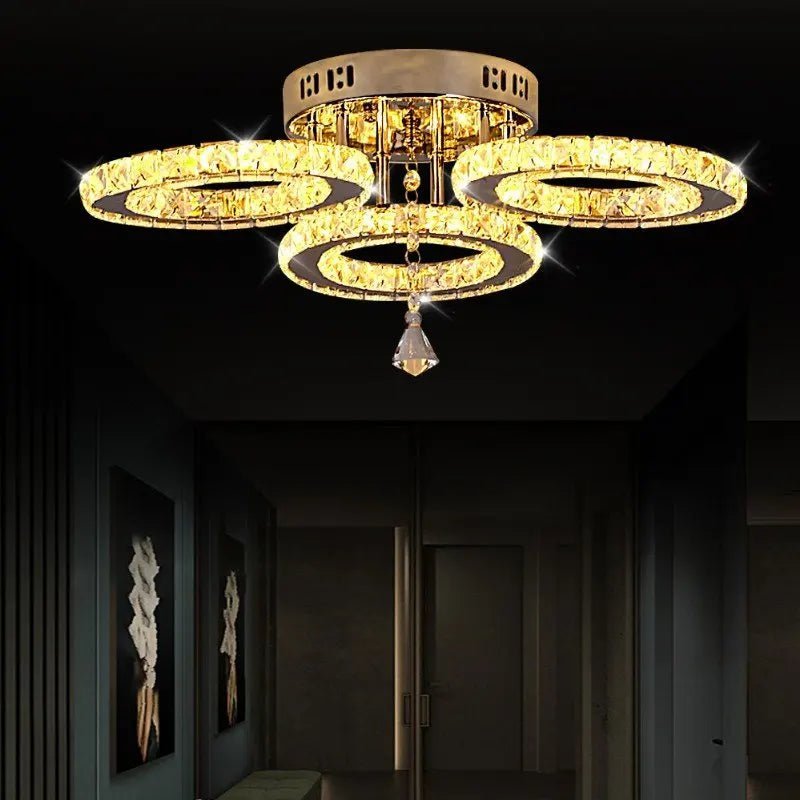 Cristalys | Lustre salon cristal et acier inoxydable - LUSTRINA