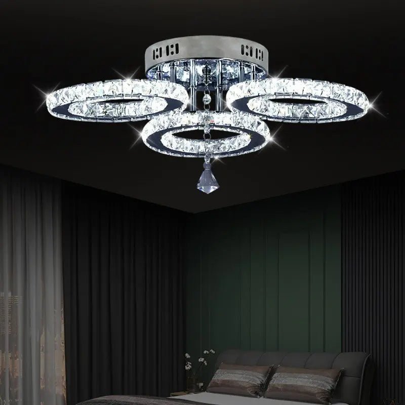 Cristalys | Lustre salon cristal et acier inoxydable - LUSTRINA