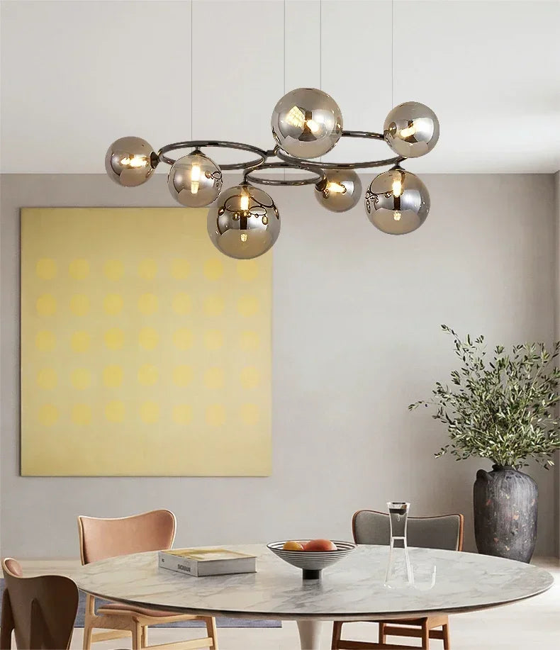 Lustre Magic Beans | Lustre Tendance en Verre Fumé pour Salon, Salle à Manger et Chambre - LUSTRINA