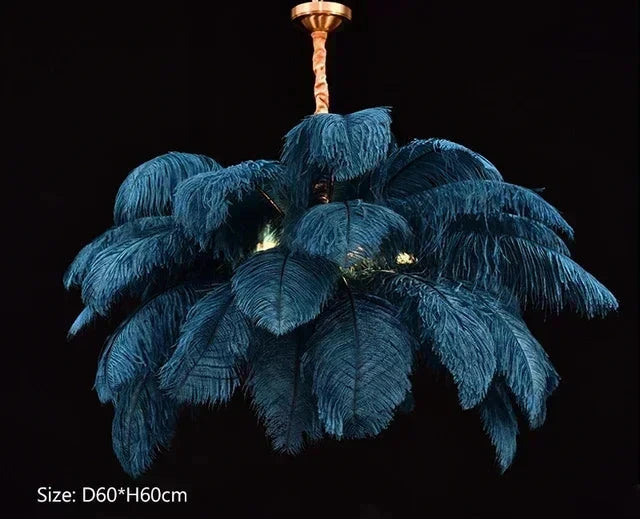 Plumes d’Autruche | Lustre Style Nordique en Plumes pour Salon et Chambre - LUSTRINA