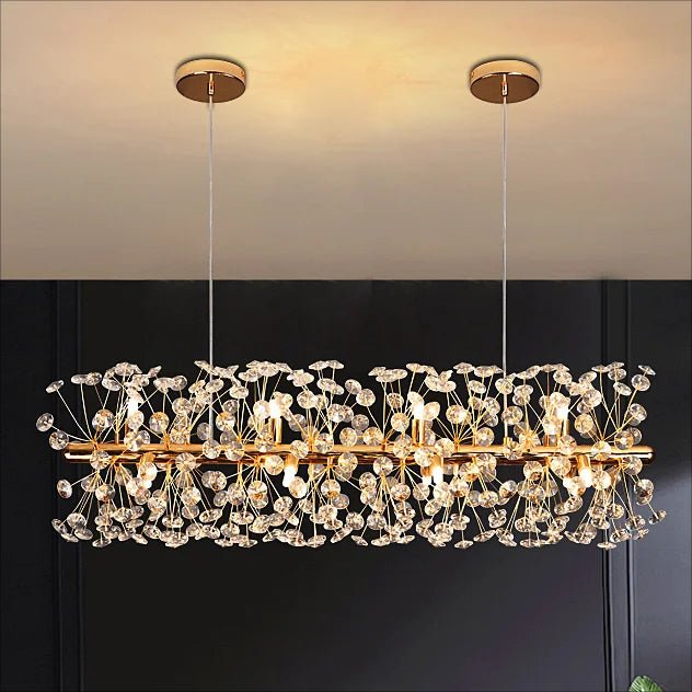 Dandelion Rectangulaire | Lustre doré idéal pour salon ou cuisine moderne - LUSTRINA