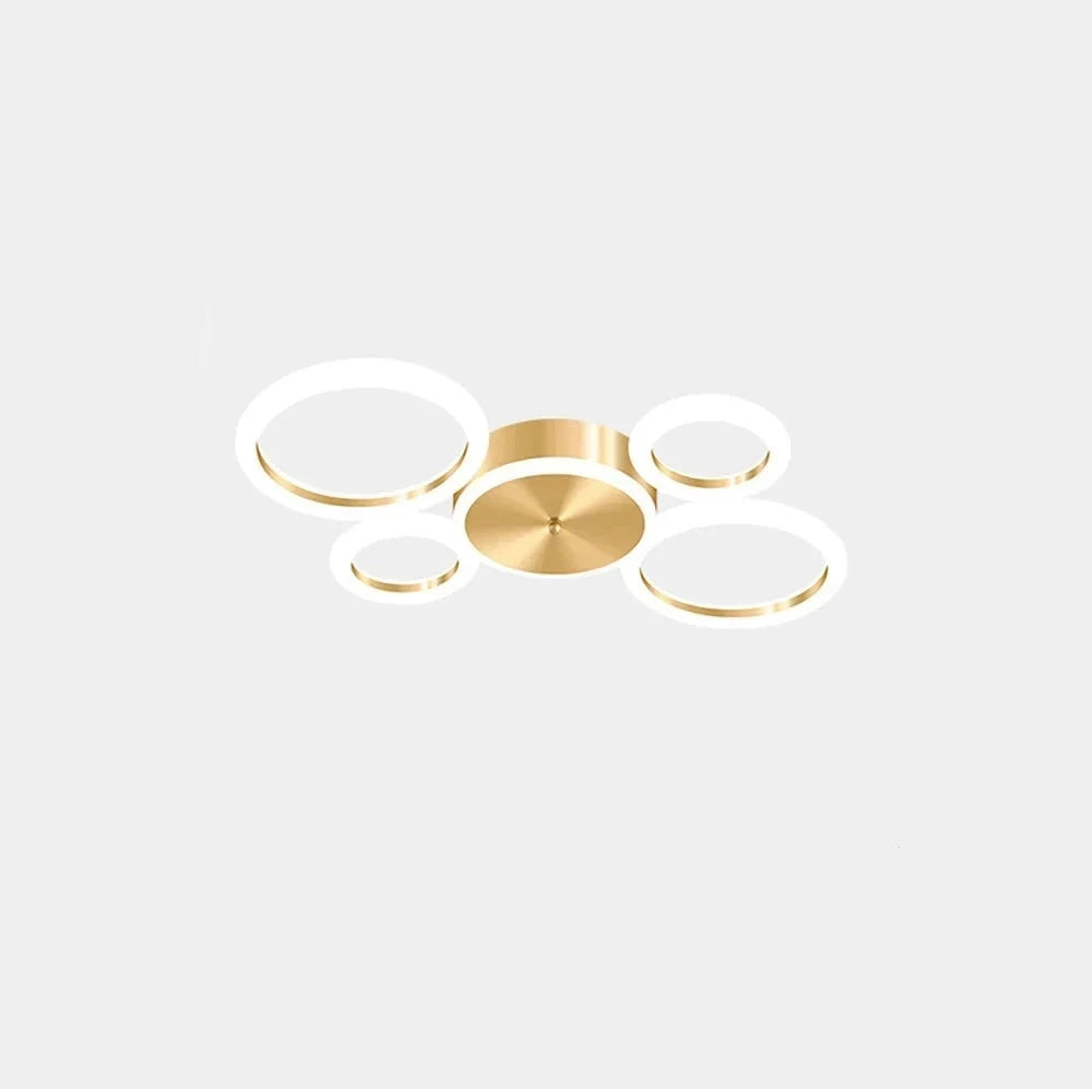 Lustre Anneaux Doré | Lustre LED Aluminium doré Tendance - LUSTRINA