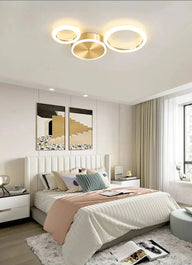 Lustre Anneaux Doré | Lustre LED Aluminium doré Tendance - LUSTRINA