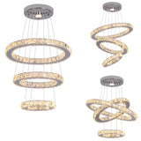 Lustre Célesta Circle | Lustre salon avec Cristaux K9 et acier Inoxydable pour ambiance épurée - LUSTRINA
