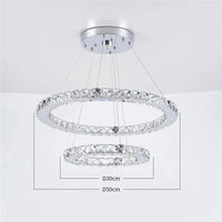 Lustre Célesta Circle | Lustre salon avec Cristaux K9 et acier Inoxydable pour ambiance épurée - LUSTRINA