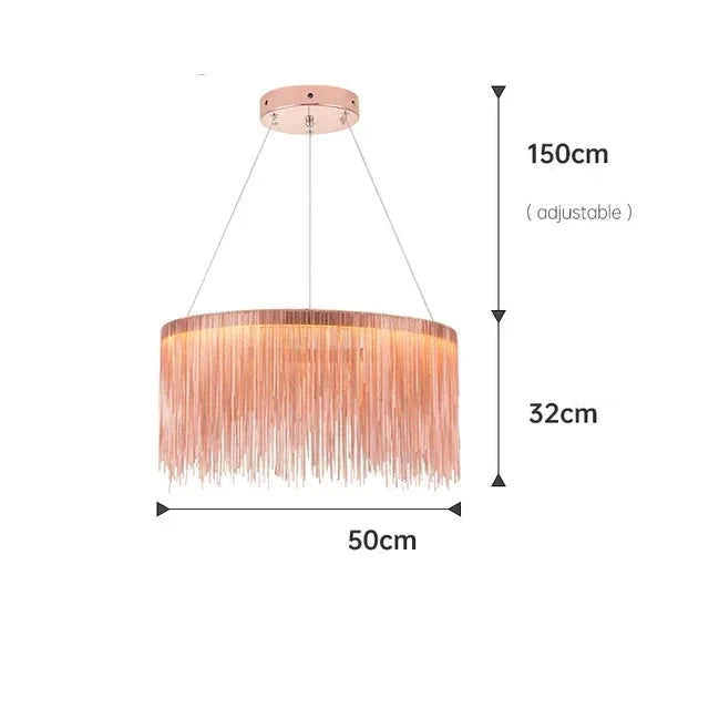 Lustre Aura Luxueuse | Chaînes dorées et abat-jours colorés pour une Ambiance Unique - LUSTRINA