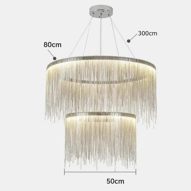 Lustre Aura Luxueuse | Chaînes dorées et abat-jours colorés pour une Ambiance Unique - LUSTRINA
