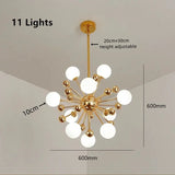 Lustre Cuisine Moderne Sputnik | Lustre doré Led premium sophistiquée - LUSTRINA