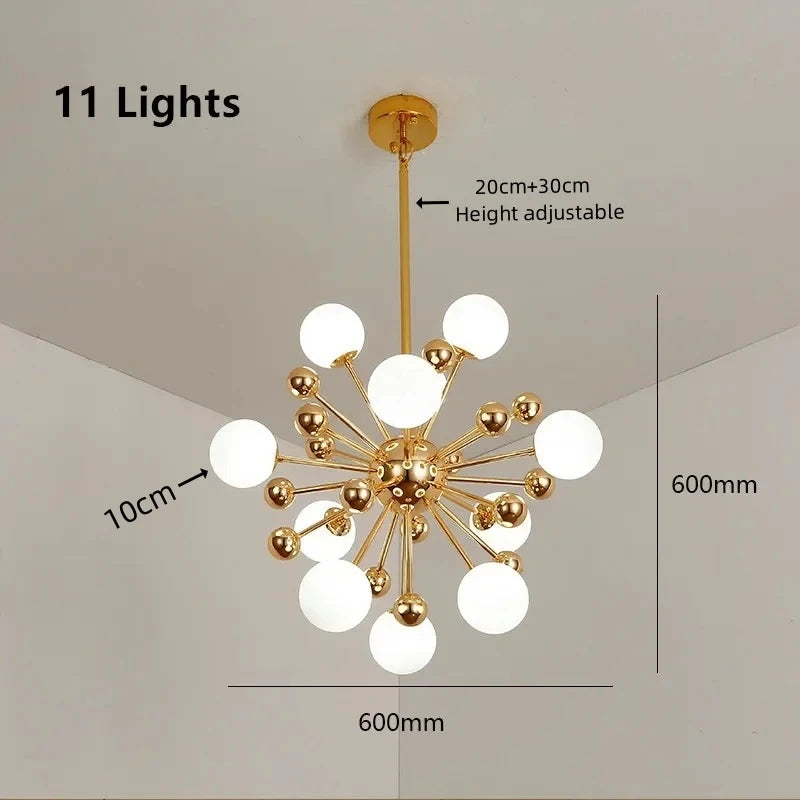 Lustre Cuisine Moderne Sputnik | Lustre doré Led premium sophistiquée - LUSTRINA