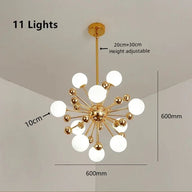 Lustre Cuisine Moderne Sputnik | Lustre doré Led premium sophistiquée - LUSTRINA