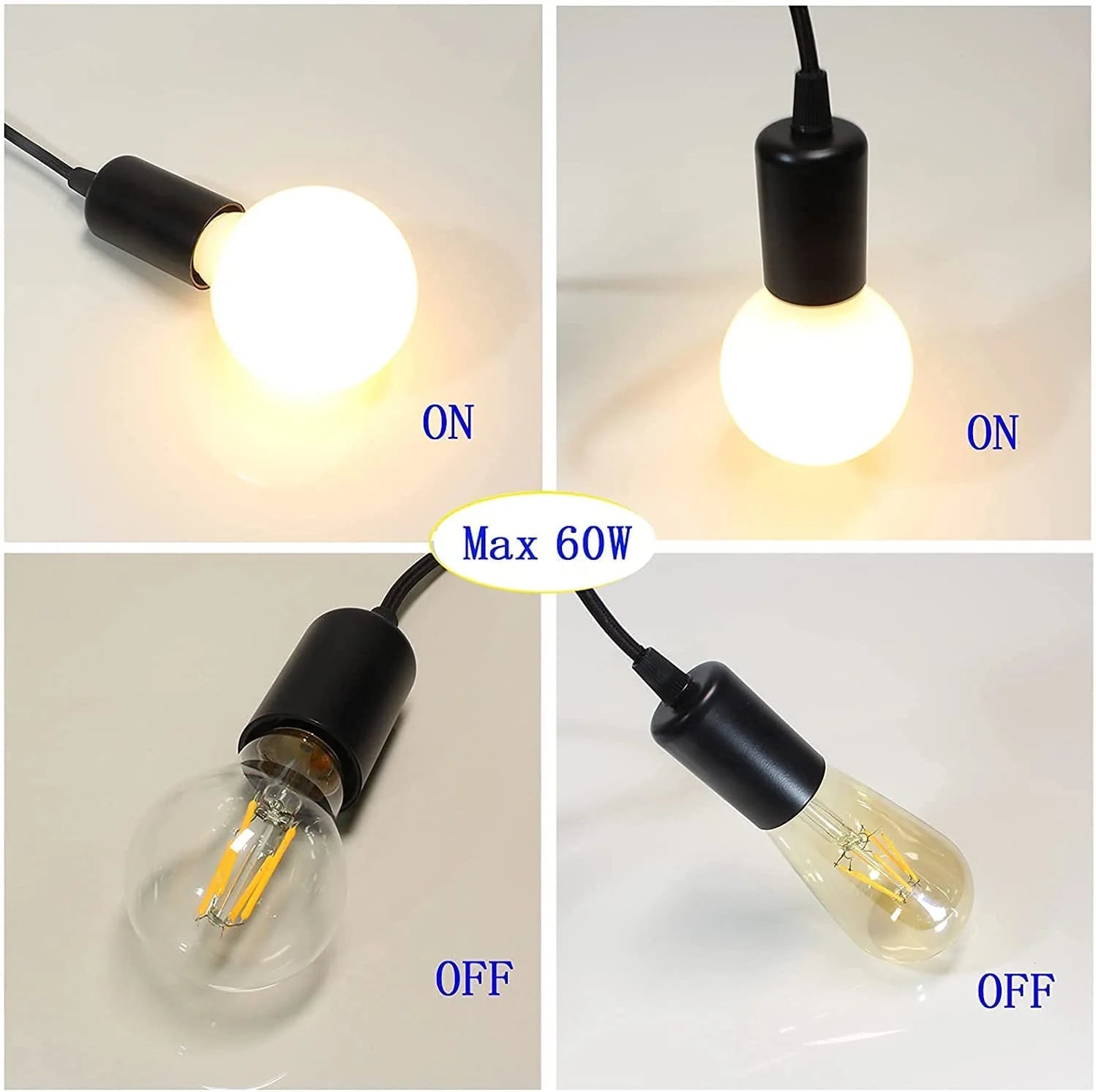 Kit de Suspension Luminaire E27 - Câble 1m/1,5m - Noir/Blanc - LUSTRINA