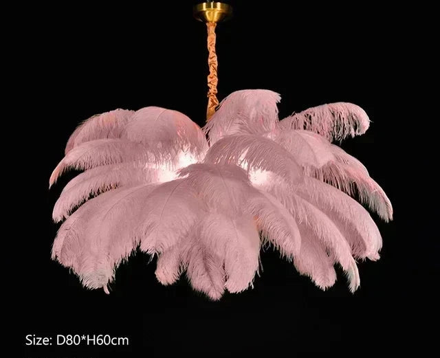Plumes d’Autruche | Lustre Style Nordique en Plumes pour Salon et Chambre - LUSTRINA