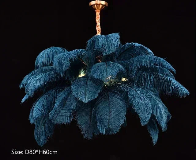 Plumes d’Autruche | Lustre Style Nordique en Plumes pour Salon et Chambre - LUSTRINA