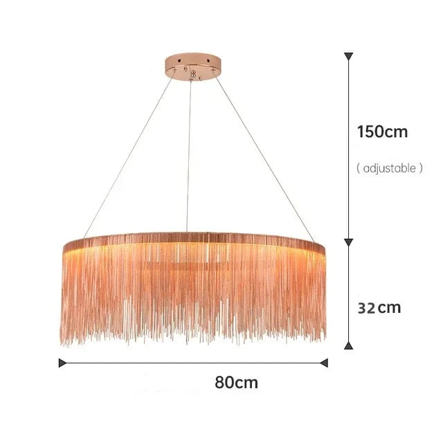 Lustre Aura Luxueuse | Chaînes dorées et abat-jours colorés pour une Ambiance Unique - LUSTRINA