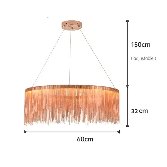 Lustre Aura Luxueuse | Chaînes dorées et abat-jours colorés pour une Ambiance Unique - LUSTRINA