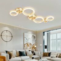 Lustre Anneaux Doré | Lustre LED Aluminium doré Tendance - LUSTRINA