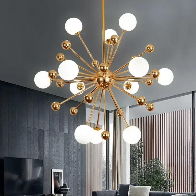 Lustre Cuisine Moderne Sputnik | Lustre doré Led premium sophistiquée - LUSTRINA