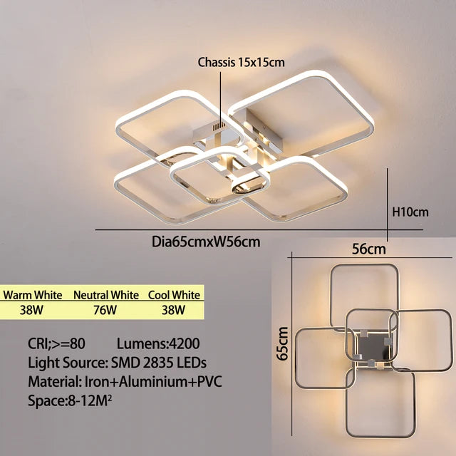 Lustre Galaxie | Luminaire Aluminium Doré ou Chromé, Éclairage LED pour Salon, Chambre - LUSTRINA