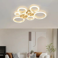 Lustre Anneaux Doré | Lustre LED Aluminium doré Tendance - LUSTRINA