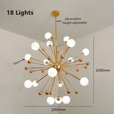 Lustre Cuisine Moderne Sputnik | Lustre doré Led premium sophistiquée - LUSTRINA