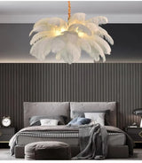 Plumes d’Autruche | Lustre Style Nordique en Plumes pour Salon et Chambre - LUSTRINA