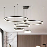 Anneaux d'Opale | Lustre salon design noir ou doré - LUSTRINA