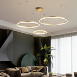 Anneaux d'Opale | Lustre salon design noir ou doré - LUSTRINA