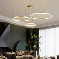 Anneaux d'Opale | Lustre salon design noir ou doré - LUSTRINA