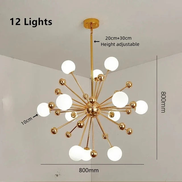 Lustre Cuisine Moderne Sputnik | Lustre doré Led premium sophistiquée - LUSTRINA
