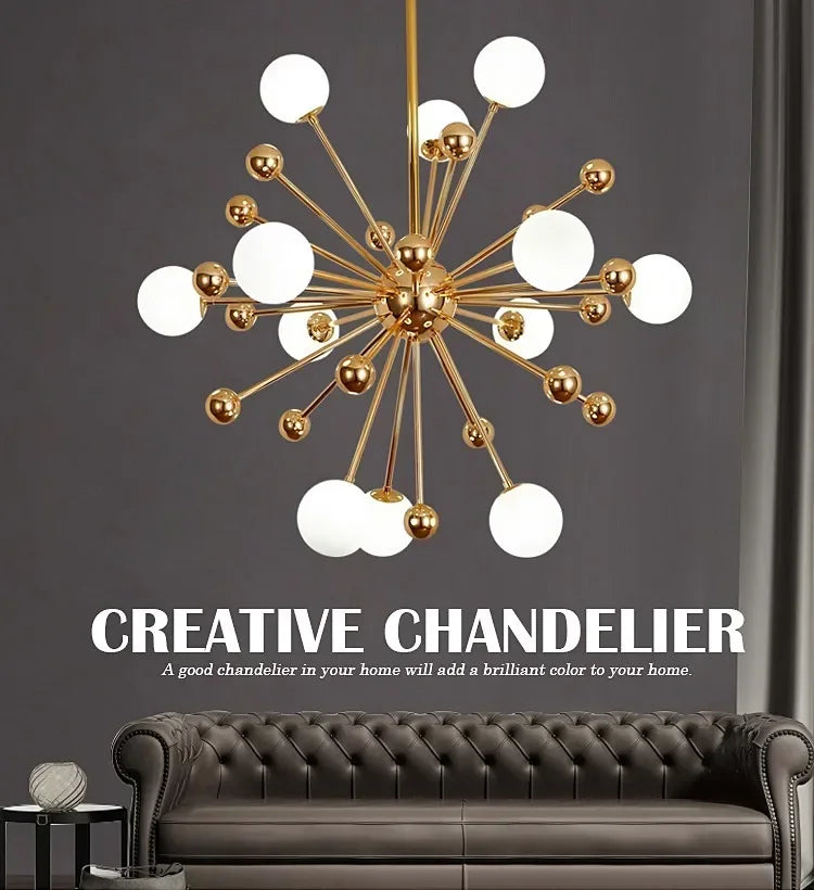 Lustre Cuisine Moderne Sputnik | Lustre doré Led premium sophistiquée - LUSTRINA